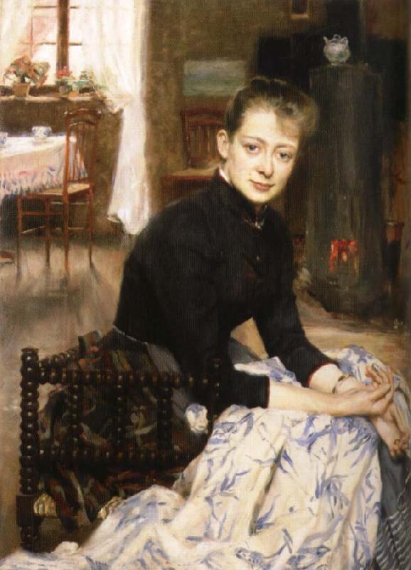 Richard Bergh Konstnarens wife oil painting picture